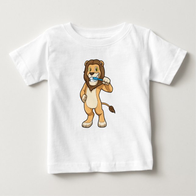 T-shirt Pour Bébé Lion avec brosse à dents (Devant)