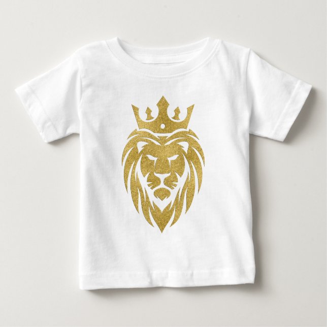 T-shirt Pour Bébé Lion Avec Couronne - Style Or 3 (Devant)