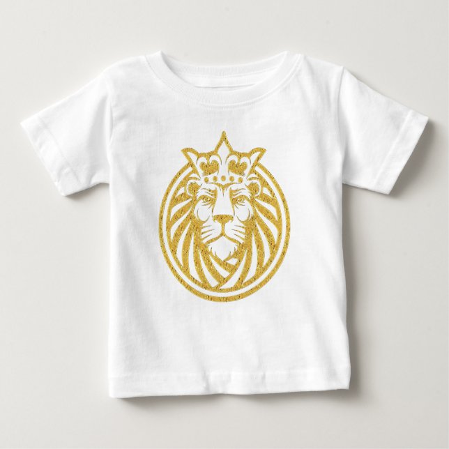 T-shirt Pour Bébé Lion Avec Couronne - Style Or 4 (Devant)