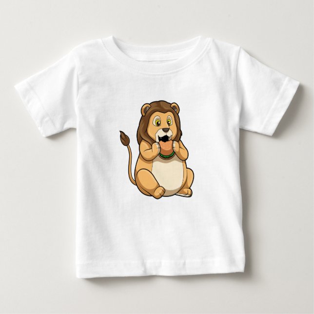 T-shirt Pour Bébé Lion avec hamburger (Devant)