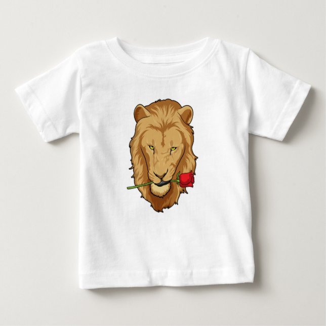 T-shirt Pour Bébé Lion avec Rose (Devant)
