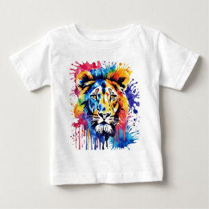 T-shirt Pour Bébé Lion coloré drôle d'aquarelle