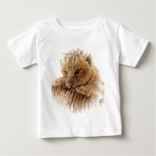 T-shirt Pour Bébé Lion cub fermer les yeux mignons regarder
