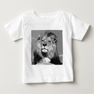 T-shirt Pour Bébé Lion d'Afrique noir et blanc