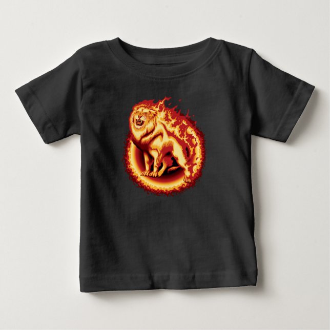 T-shirt Pour Bébé Lion de feu (Devant)