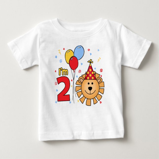 T-shirt Pour Bébé Lion Face 2e anniversaire (Devant)