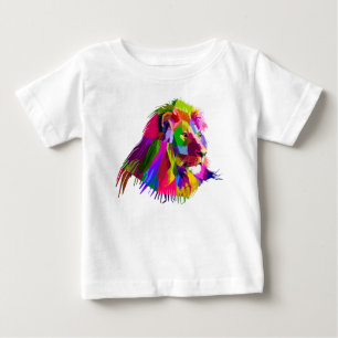 T-shirt Pour Bébé Lion Head Prismatic Pop Art Design-62502