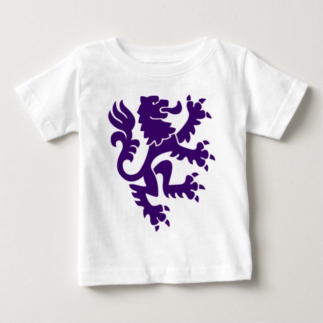 T-shirt Pour Bébé Lion Héraldique 01 - Violet foncé (Devant)