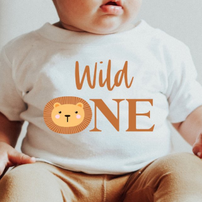 T-shirt Pour Bébé Lion Jungle Safari animal sauvage Un 1er anniversa (Créateur téléchargé)