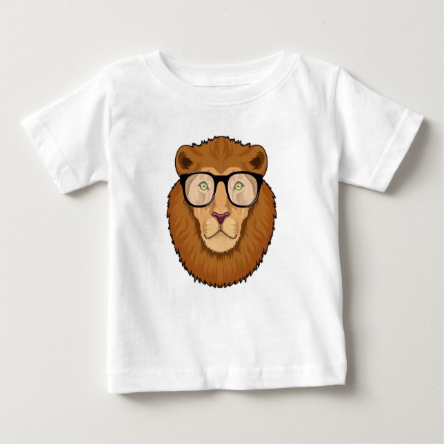 T-shirt Pour Bébé Lion Nerd avec lunettes (Devant)