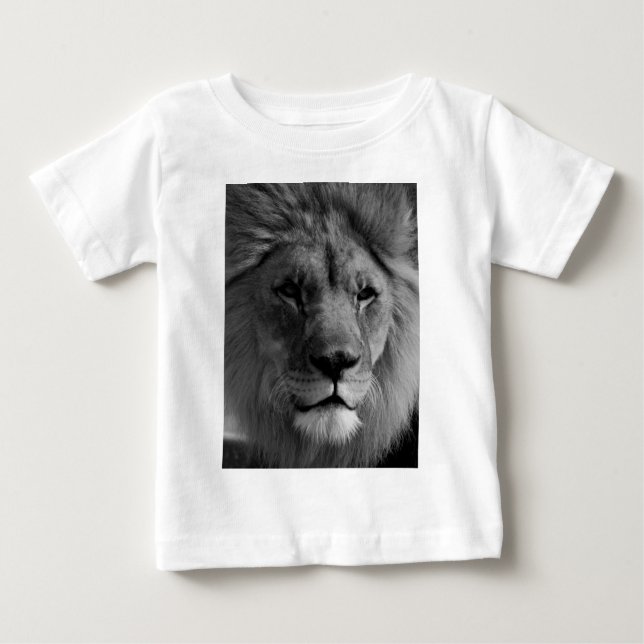 T-shirt Pour Bébé Lion noir et blanc (Devant)