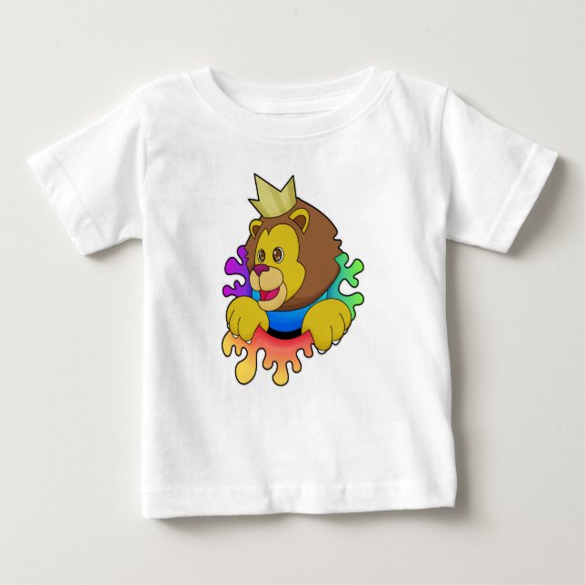T-shirt Pour Bébé Lion roi avec couronne (Devant)