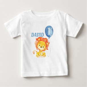 T-shirt Pour Bébé Lion Safari Jungle Blue Baby Boy Anniversaire