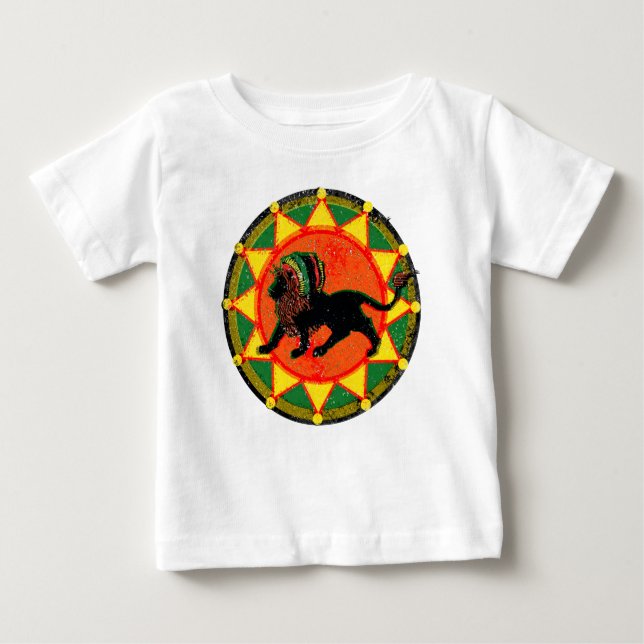 T-shirt Pour Bébé Lion vintage Rasta Reggae (Devant)
