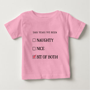T-shirt Pour Bébé Liste de Nice vilain rose drôle et mignon de Noël