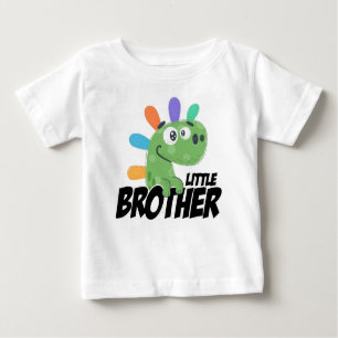 T-shirt Pour Bébé Little Brother Rainbow Dinosaur