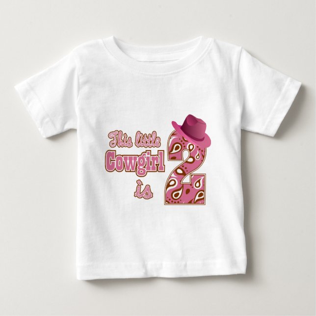 T-shirt Pour Bébé Little Cowgirl 2e anniversaire (Devant)