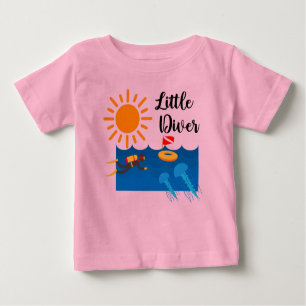 T-shirt Pour Bébé Little Diver avec Jelly Fish - Baby Fine Jersey T-