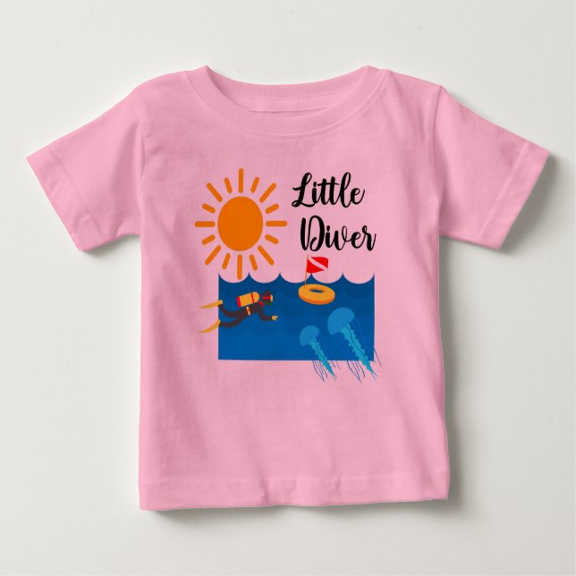 T-shirt Pour Bébé Little Diver avec Jelly Fish - Baby Fine Jersey T- (Devant)
