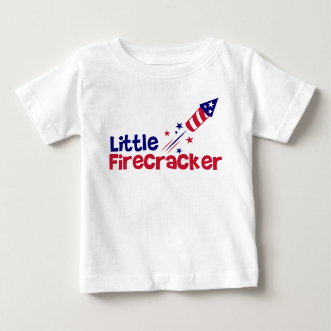 T-shirt Pour Bébé Little Firecracker : Joyeux Jour de l'Indépendance (Devant)