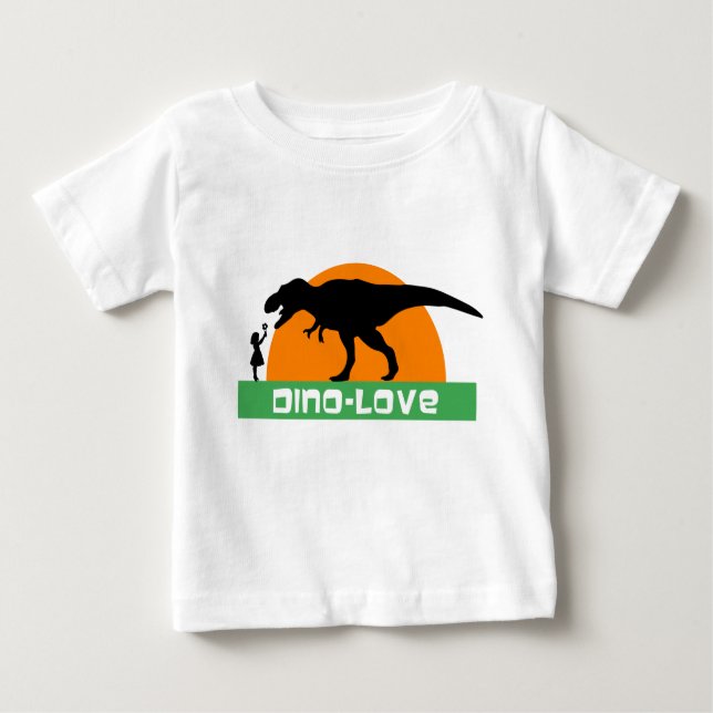 T-shirt Pour Bébé Little girl and dinosaur (Devant)