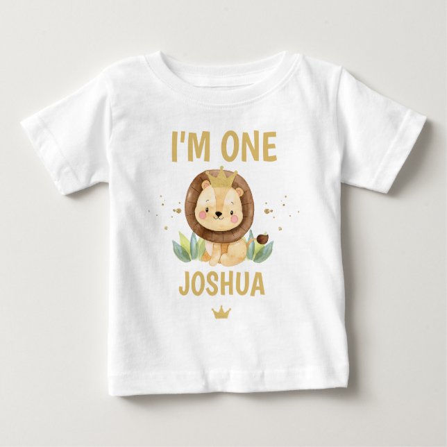 T-shirt Pour Bébé Little King Lion Crown 1er anniversaire  (Devant)
