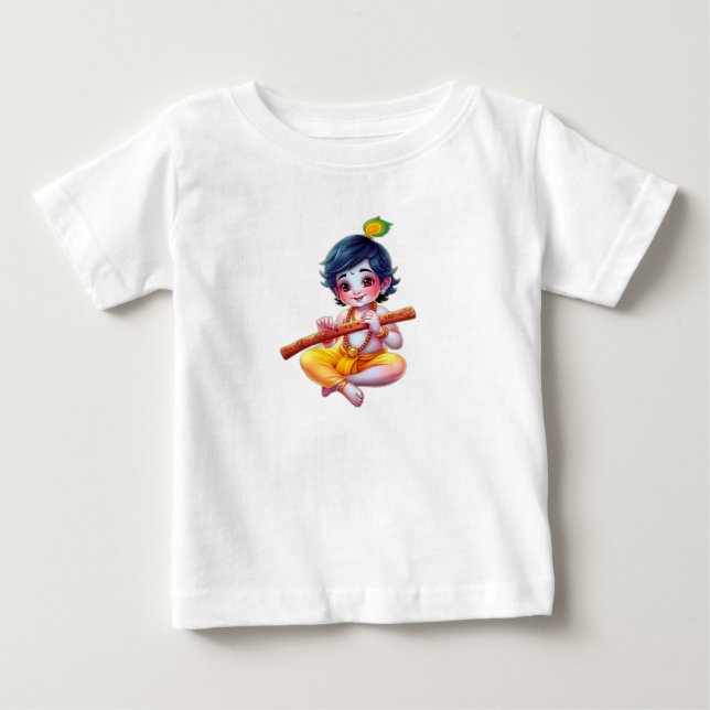 T-shirt Pour Bébé Little Krishna Playing Flute (Devant)