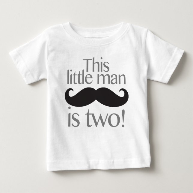 T-shirt Pour Bébé Little Man Mustache Anniversaire Chemise Gris & No (Devant)