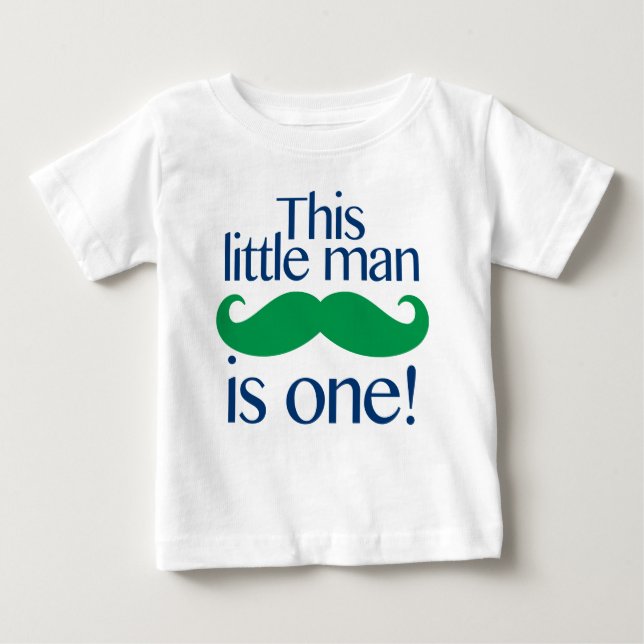 T-shirt Pour Bébé Little Man Mustache Anniversaire Chemise Marine &  (Devant)