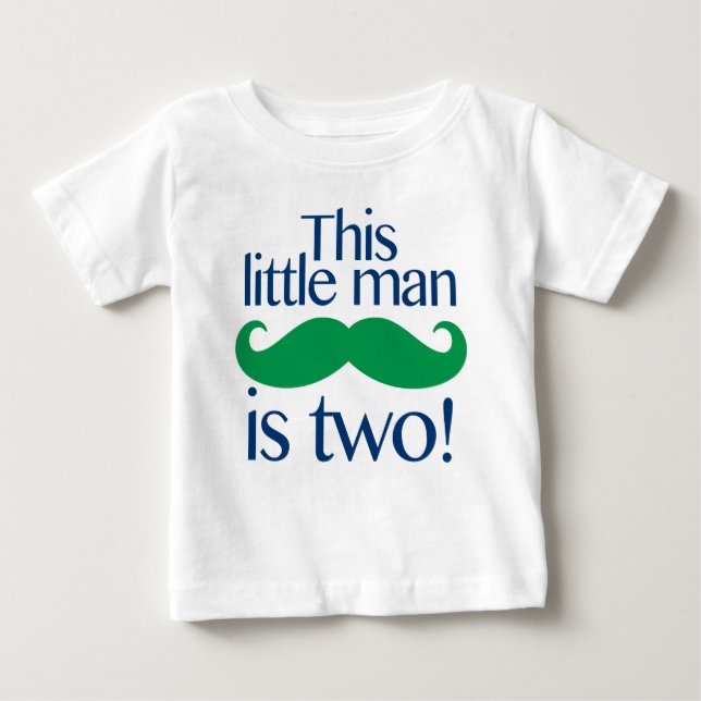 T-shirt Pour Bébé Little Man Mustache Anniversaire Chemise Marine &  (Devant)