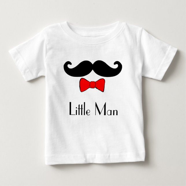 T-shirt Pour Bébé Little Man Mustache et Red Bowtie (Devant)