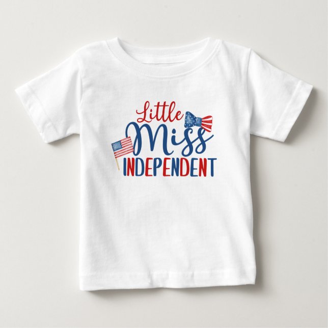 T-shirt Pour Bébé Little Miss Independent, 4 juillet (Devant)