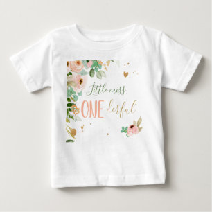 T-shirt Pour Bébé Little Miss Onederful 1er anniversaire Fleurs fill