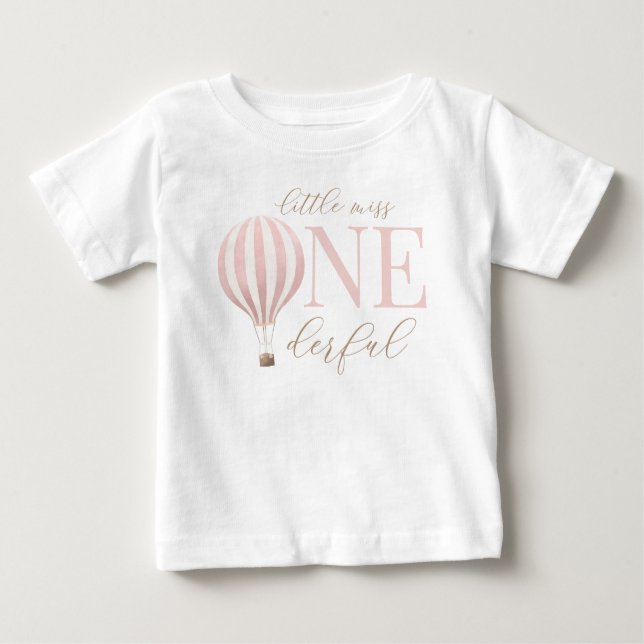 T-shirt Pour Bébé Little Miss Onederful Hot Air Balloon 1er annivers (Devant)