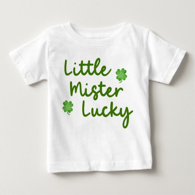 T-shirt Pour Bébé Little Mister Lucky St Patrick's Day Clover vert (Devant)