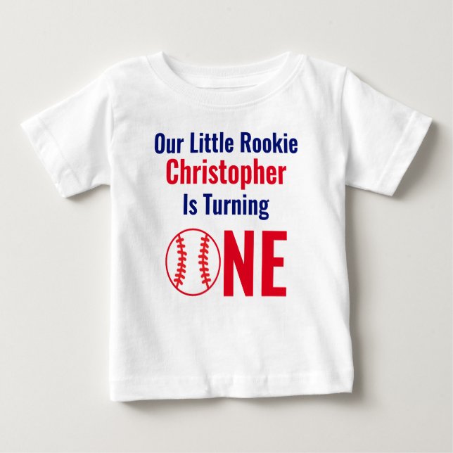 T-shirt Pour Bébé Little Rookie Baseball 1er anniversaire (Devant)