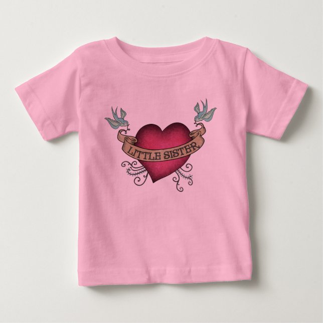 T-shirt Pour Bébé Little Sister Tattoo Heart (Devant)