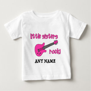 T-shirt Pour Bébé Little Sisters Rock ! avec guitare rose