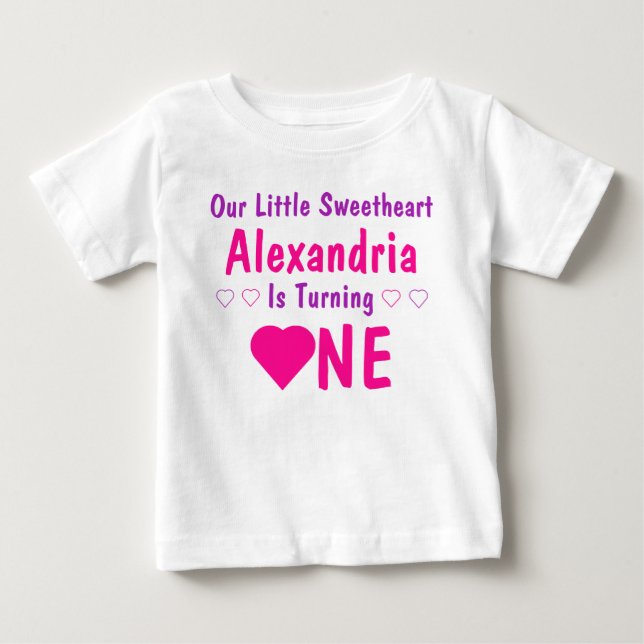 T-shirt Pour Bébé Little Sweethee 1er anniversaire (Devant)