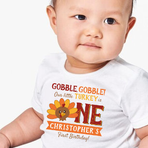 T-shirt Pour Bébé Little Turkey Fall Thanksgiving 1er anniversaire