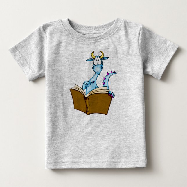 T-shirt Pour Bébé Livre de lecture de dragon (Devant)