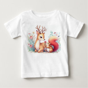 T-shirt Pour Bébé Livre D'Histoire Bébés Bois Cerfs Et Chipmunk