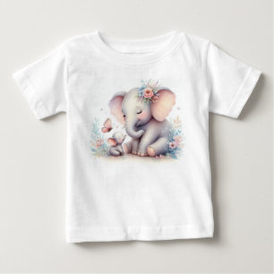 T-shirt Pour Bébé Livre D'Histoire Bois Bébés Éléphant Et Bébé