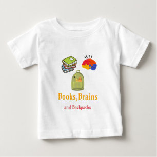 T-shirt Pour Bébé Livres Cerveaux Et Sacs À Dos École Début