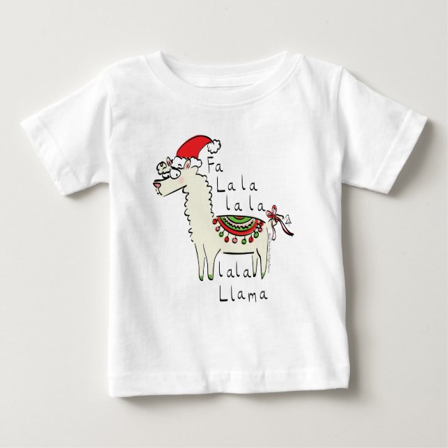 T-shirt Pour Bébé Llama Cute Drôle Noël Vacances (Devant)