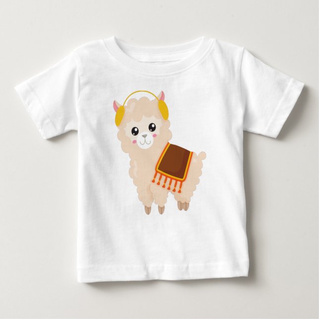 T-shirt Pour Bébé Llama d'automne, Llama mignonne, Alpaca mignonne,  (Devant)