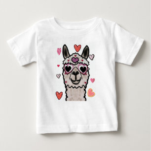 T-shirt Pour Bébé Llama Love Hearts Valentine's