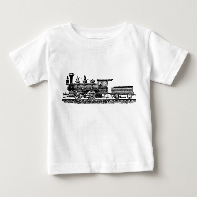 T-shirt Pour Bébé Locomotive 02 - Noir (Devant)