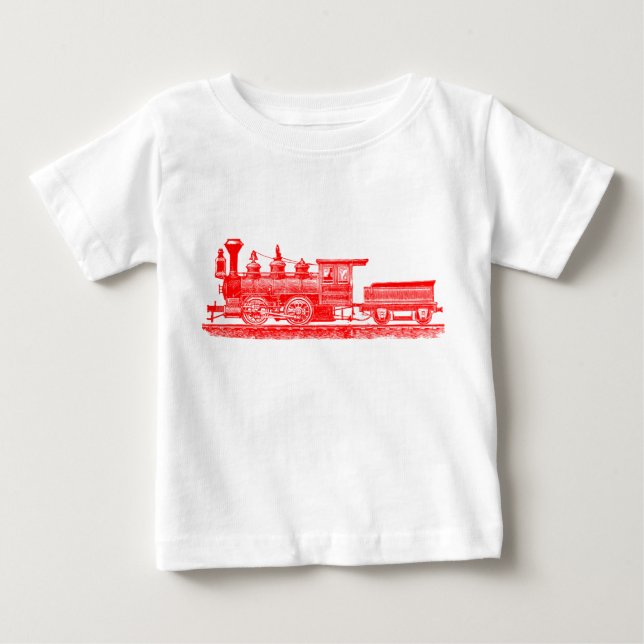 T-shirt Pour Bébé Locomotive 02 - Rouge (Devant)