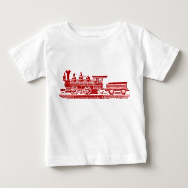 T-shirt Pour Bébé Locomotive 02 - Ruby Red (Devant)